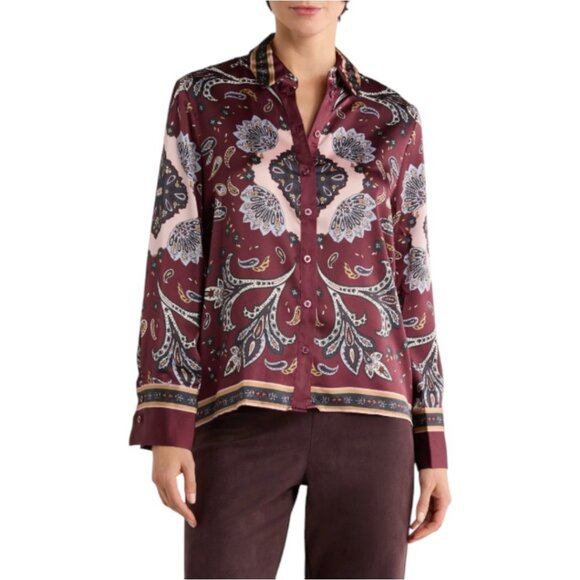 ELLEN TRACY Paisley Print Button Front Shirt - Picture 1 of 3